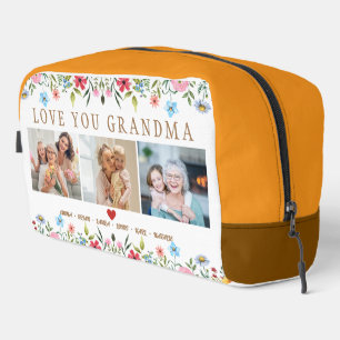 Floral Custom Text Monogram Family Photo Dopp Kit