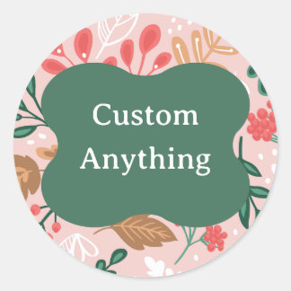 Floral Customisable Classic Round Sticker