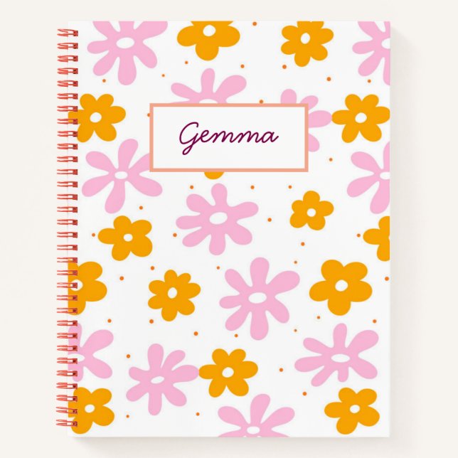 Floral Customisable Name Notebook (Front)