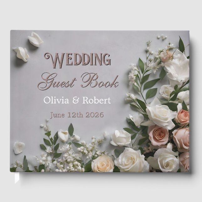 Floral Customizable Wedding Guest Guest Book (Front)