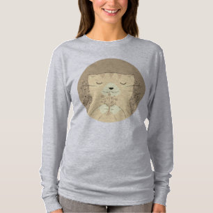 Floral cute cat notebook classic round sticker tot T-Shirt