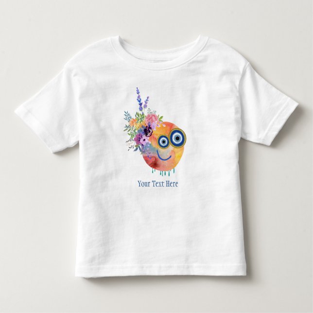 Floral Cute Collection of Little Guys Personalise Toddler T-Shirt (Front)