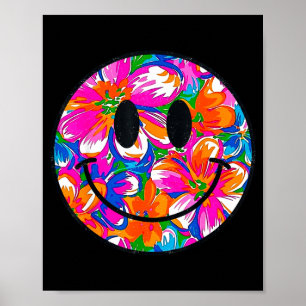 Floral cute smile face summer trendy design men poster