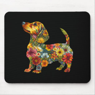 Floral Dachshund Cute Pet Dog Animal Lover Doxie M Mouse Pad