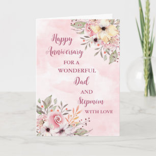 Floral Dad and Stepmom Wedding Anniversary Card
