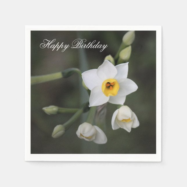 Floral Daffodil Birthday Napkin (Front)