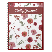 Floral Daily Journal, Pretty Flower Notebook