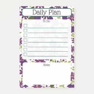Floral Daily Planning Checklist Notepad