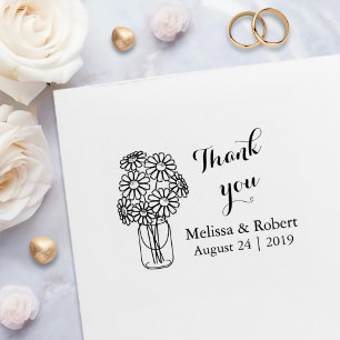 Floral Daisies Mason Jar Thank You Wedding Self-inking Stamp