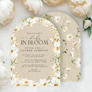 Floral Daisy Baby in Bloom Kraft Paper Shower Invitation