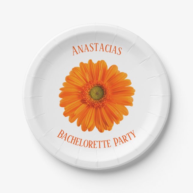 Floral Daisy Bachelorette Party personalised Paper Plate (Front)