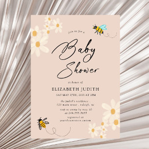 Floral Daisy Bees Baby Shower Invitation