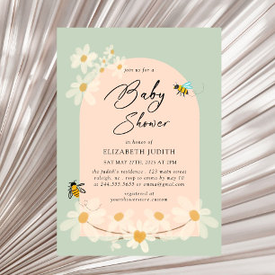 Floral Daisy Bees Baby Shower Invitation