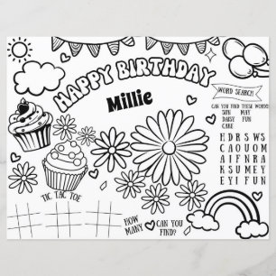 Floral Daisy Birthday Colouring Page
