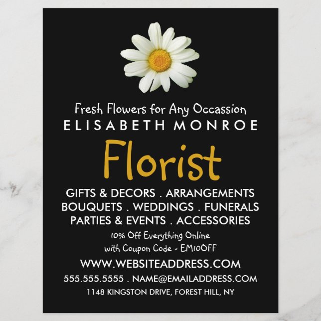 Floral Daisy, Floristry Advertising Flyer (Front)