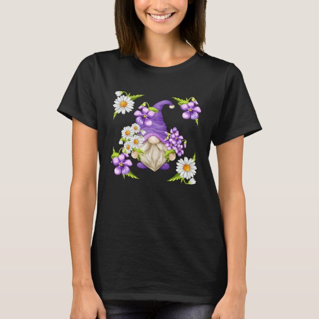 Floral Daisy Flower Pattern For Spring Purple Viol T-Shirt (Front)