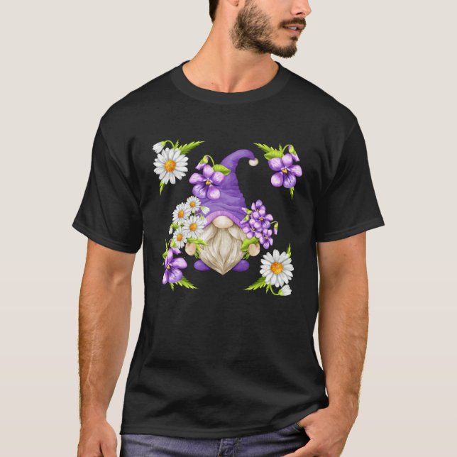 Floral Daisy Flower Pattern For Spring Purple Viol T-Shirt (Front)