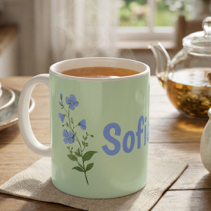 Floral daisy modern personalised cute elegant blue coffee mug