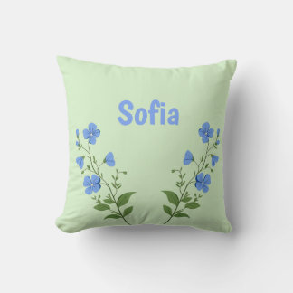Floral daisy modern personalized cute elegant blue cushion