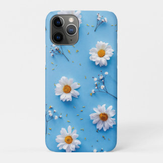Floral Daisy Pattern - Light Blue iPhone 11 Pro Case