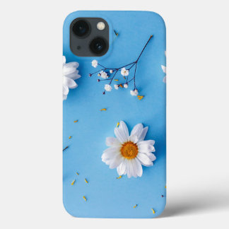 Floral Daisy Pattern - Light Blue iPhone 13 Case