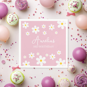 Floral Daisy Pink Party Napkin