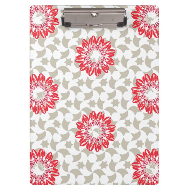 Floral Daisy Prints on Grey Petals Clipboard (Front)
