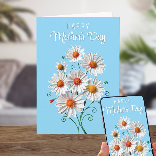 Floral Daisy Quilling Art Mother's Day Card (A pretty bouquet of daisies to send to your mom this Mother's Day! Just add your message)