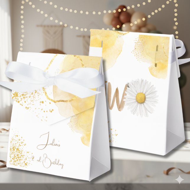 Floral daisy second Birthday Favour Box (Creator Uploaded)