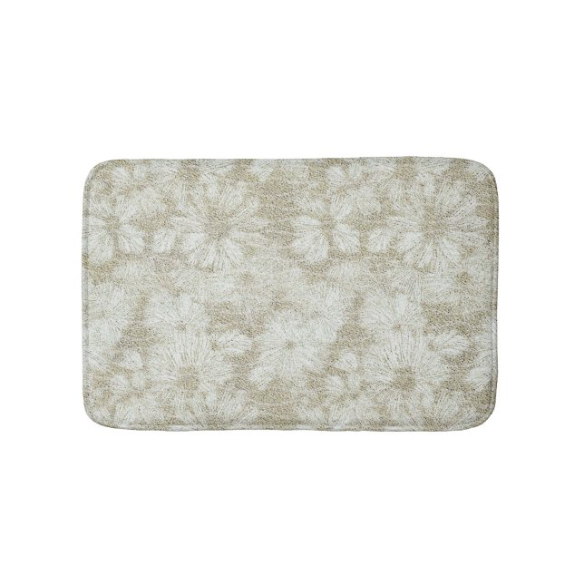 Floral Daisy Velvety Cream Texture Bath Mat (Front)