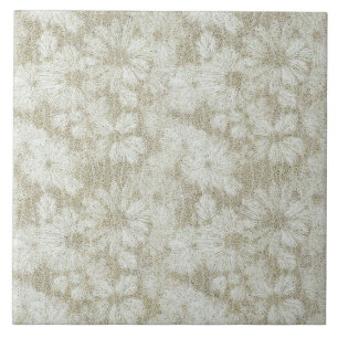 Floral Daisy Velvety Cream Texture Ceramic Tile