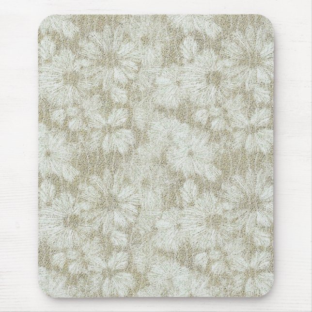 Floral Daisy Velvety Cream Texture Mouse Pad (Front)