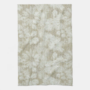 Floral Daisy Velvety Cream Texture Tea Towel