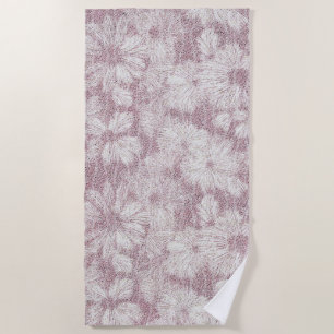 Floral Daisy Velvety Dusty Pink Beach Towel