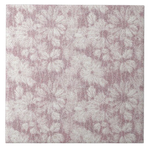 Floral Daisy Velvety Dusty Pink Ceramic Tile