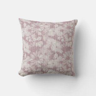 Floral Daisy Velvety Dusty Pink Cushion