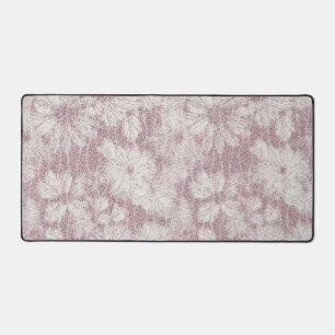 Floral Daisy Velvety Dusty Pink Desk Mat