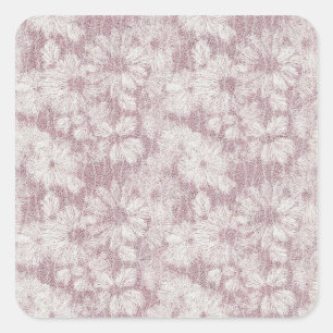 Floral Daisy Velvety Dusty Pink Square Sticker