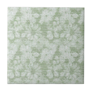 Floral Daisy Velvety LIme Green Ceramic Tile