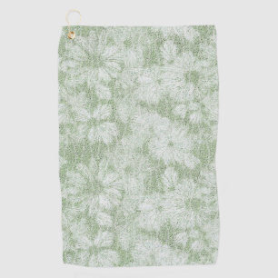 Floral Daisy Velvety LIme Green Golf Towel