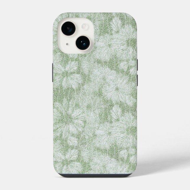 Floral Daisy Velvety LIme Green iPhone Case (Back)