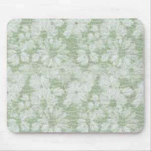 Floral Daisy Velvety LIme Green Mouse Pad