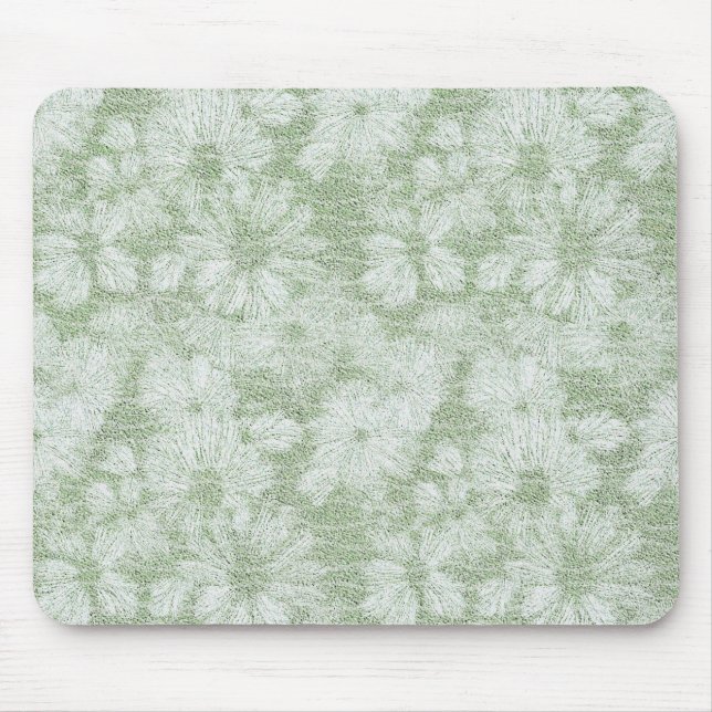 Floral Daisy Velvety LIme Green Mouse Pad (Front)
