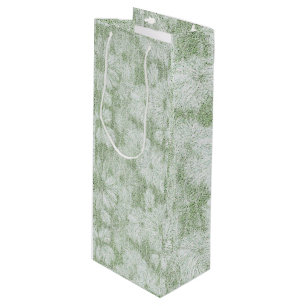 Floral Daisy Velvety LIme Green Wine Gift Bag