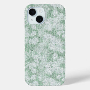 Floral Daisy Velvety Mint Green  iPhone 15 Case