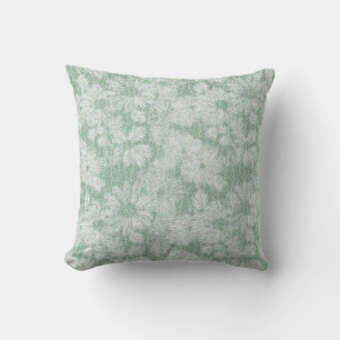 Floral Daisy Velvety Mint Green  Cushion