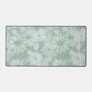 Floral Daisy Velvety Mint Green Desk Mat
