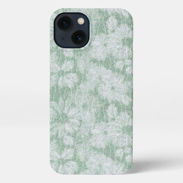Floral Daisy Velvety Mint Green  iPhone Case (Back)