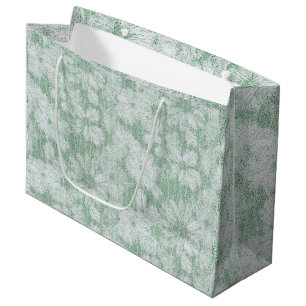 Floral Daisy Velvety Mint Green Large Gift Bag