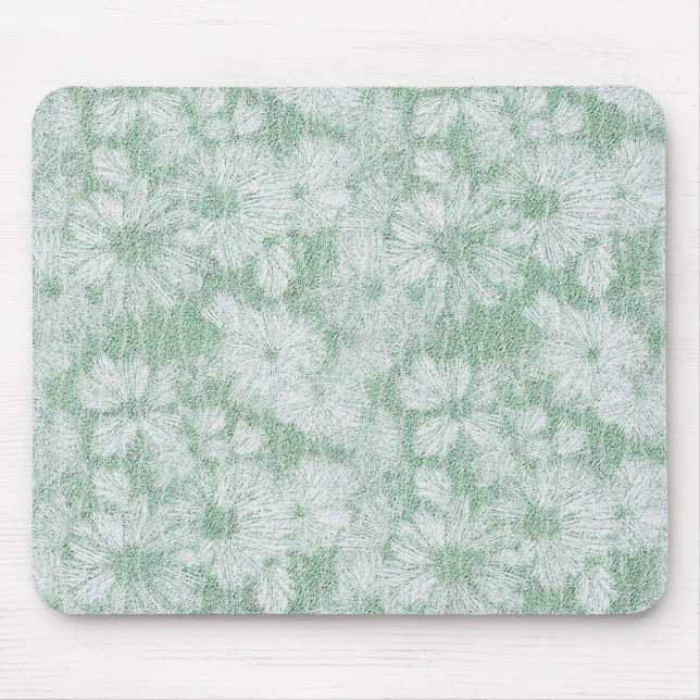 Floral Daisy Velvety Mint Green  Mouse Pad (Front)